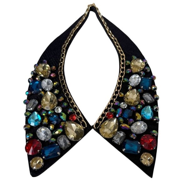 Womens Jeweled Collar Multicolor Stones Evening Prom Party Accessory - Picture 7 of 10